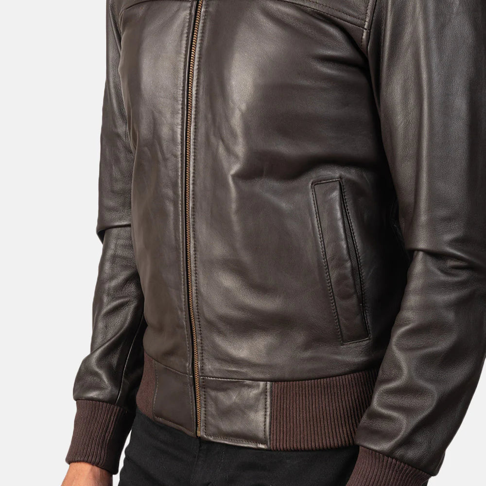 Versatile brown bomber jacket perfect for casual and smart-casual outfits