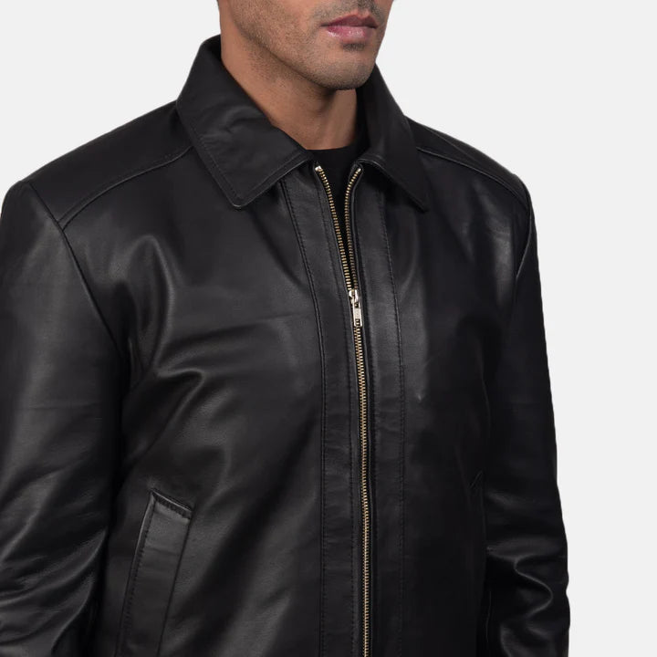 Timeless Black Sheepskin Leather Jacket for Everyday Wear